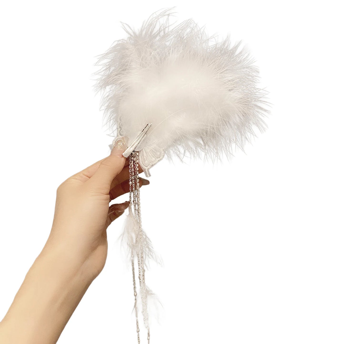 Feathers Butterfly Hair Clip For Women Elegant Fringe Headwear For Party Wedding Photography Peaceful Pleasures Health and Wellness One butterfly