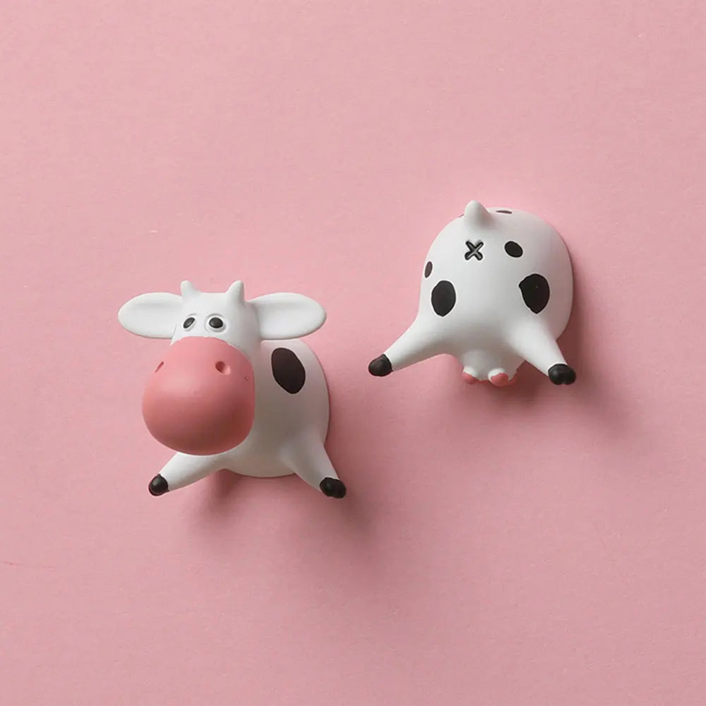 Cow Refrigerator Stickers Lying On Their Stomachs Cartoon Cute 3D Three-Dimensional Resin Magnets Creative Art Design Kitchen Peaceful Pleasures Health and Wellness