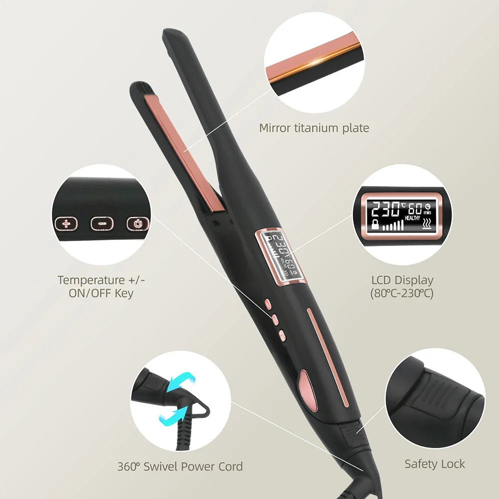 URGGU Mini Titanium Pencil Flat Iron – Short Hair & Beard