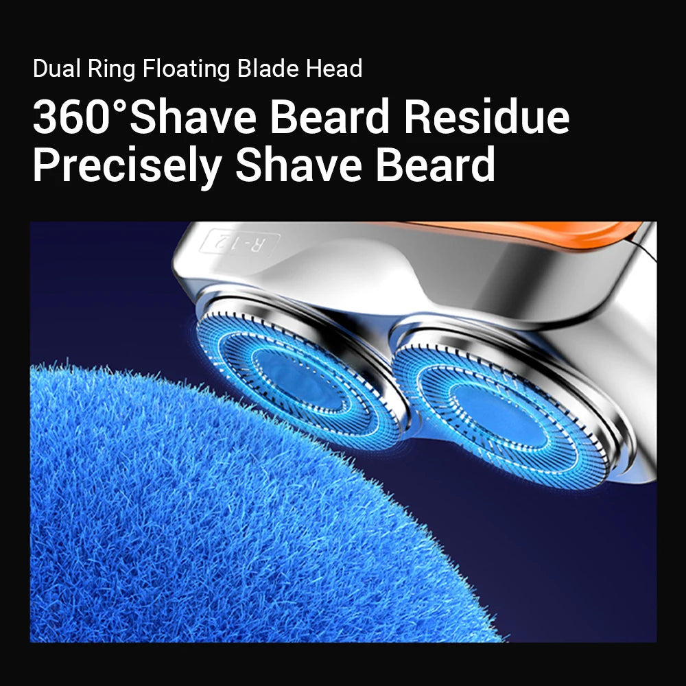 Portable Electric Shaver USB Rechargeable Razor 9000RPM Powerful Dual Blade Men's Beard Trimmer Washable Shaving Head Travel Peaceful Pleasures Health and Wellness