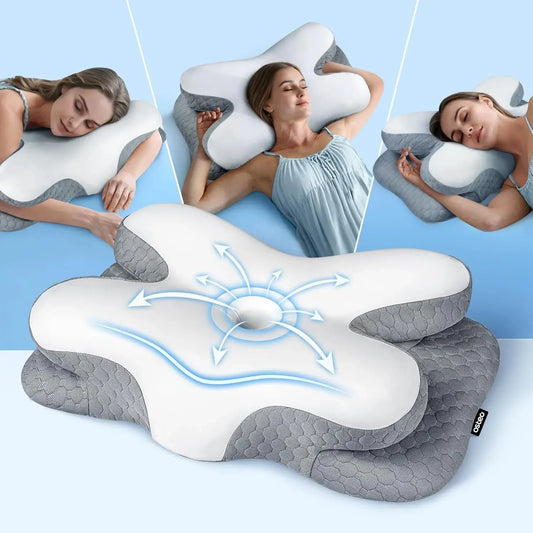 Ergonomic Memory Foam Neck Pillow for Side Back Stomach Sleepers, Cooling Support Pain Relief Peaceful Pleasures Health and Wellness United States