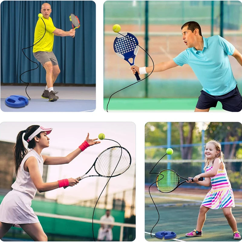 Tennis Training Aid Heavy Duty Base with Elastic Rope Self Practice Rebound Trainer Ball Partner Sparring Device Peaceful Pleasures Health and Wellness