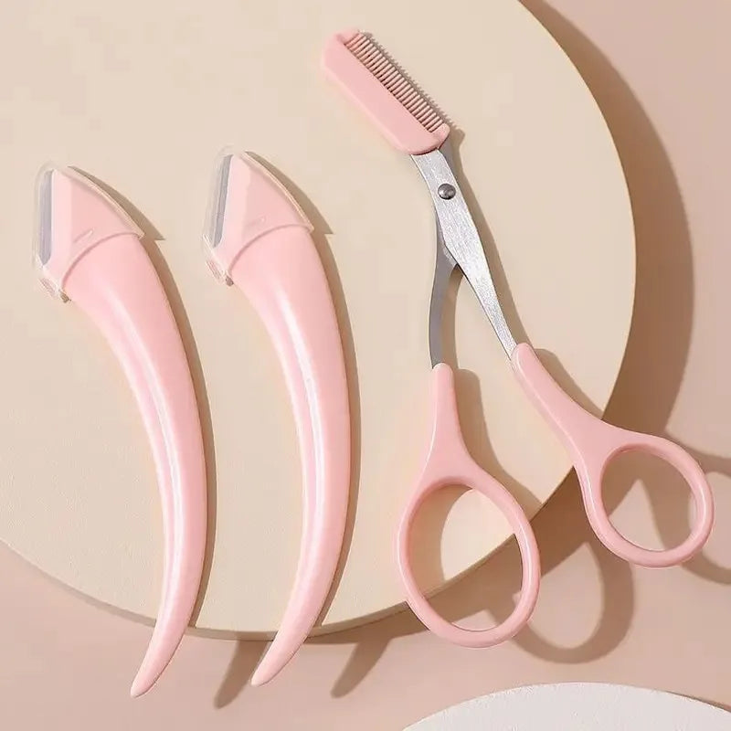 Eyebrow Trimmer Set – Curved Razor, Scissors & Comb Kit Eyebrow Grooming Set Peaceful Pleasures Health and Wellness