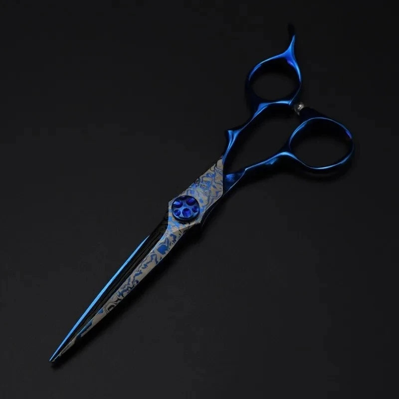 Professional 6 '' Upscale Scissor Blue Damascus Hair Scissors Cutting Barber Tools Haircut Thinning Shears Hairdresser Scissors Peaceful Pleasures Health and Wellness