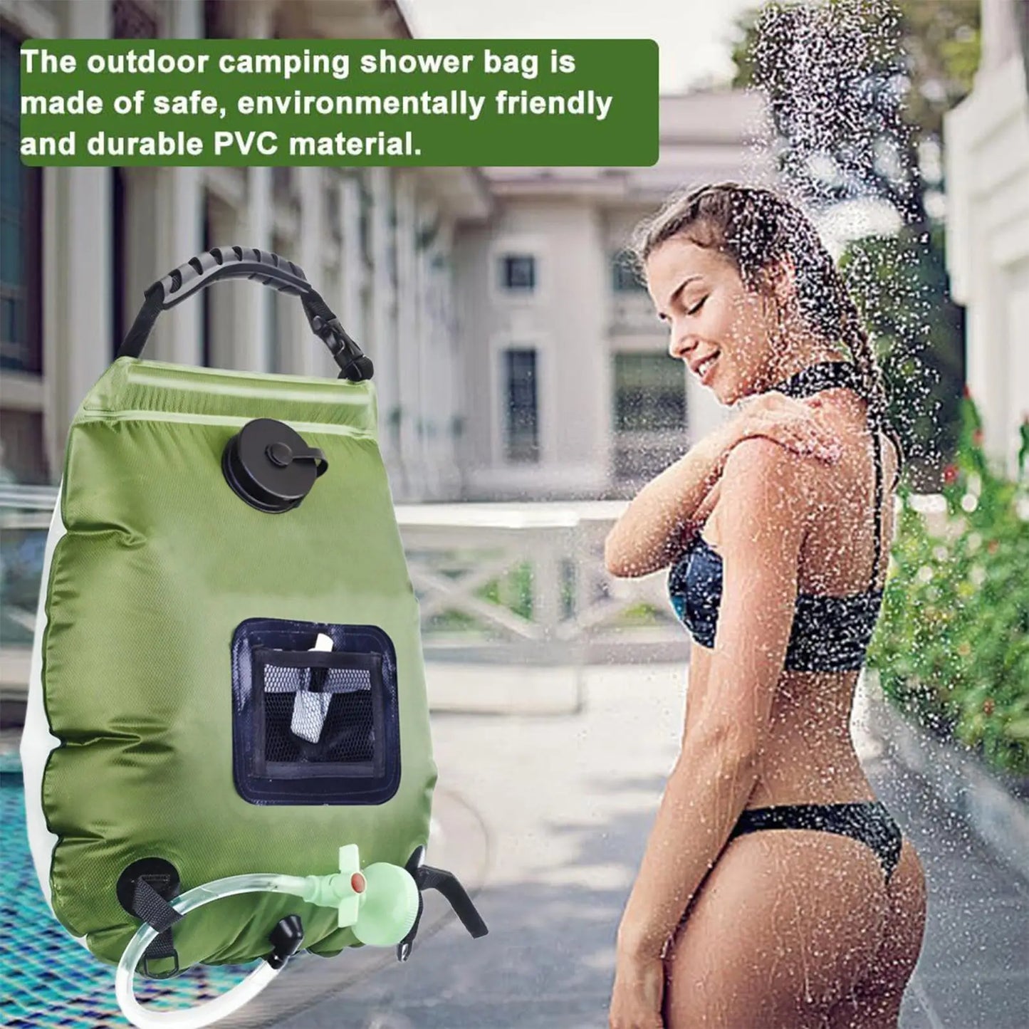 5-Gallon Solar Camping Shower Bag with Shower Head & Hose