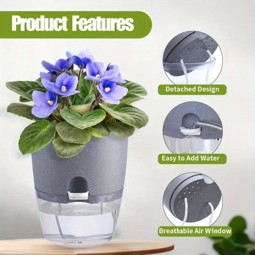5-Pack Self-Watering Hydroponic Pots | Double Layer Design