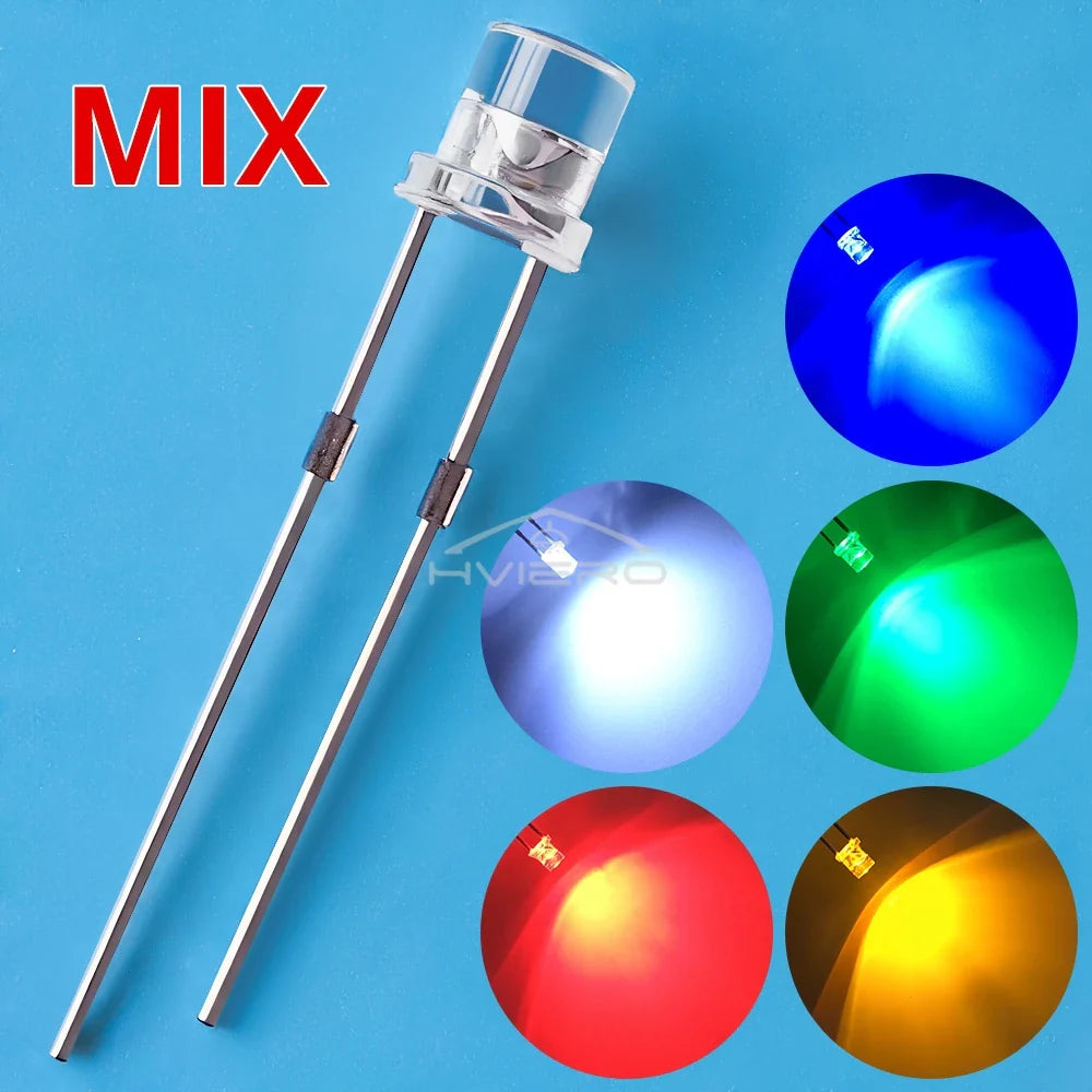500/1000Pcs 3mm Flat Top LED Beads – Multi-Color DIY Kit
