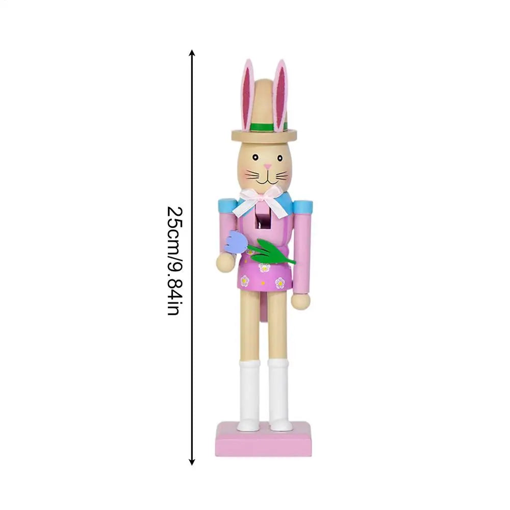 Easter Bunny Nutcracker Figure | Spring Rabbit Table Statue Holiday Figurine Peaceful Pleasures Health and Wellness Pink1 China Mainland