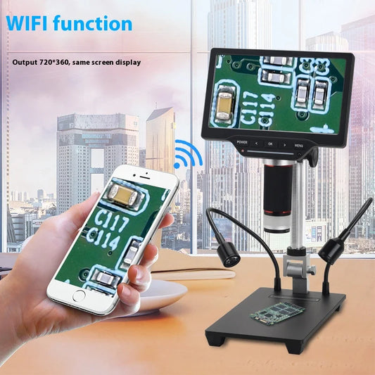 7-Inch Ultra Clear Microscope with Screen, Industrial Circuit Board, Motherboard Maintenance, Electronic Magnifying Glass Peaceful Pleasures Health and Wellness 15X-208X