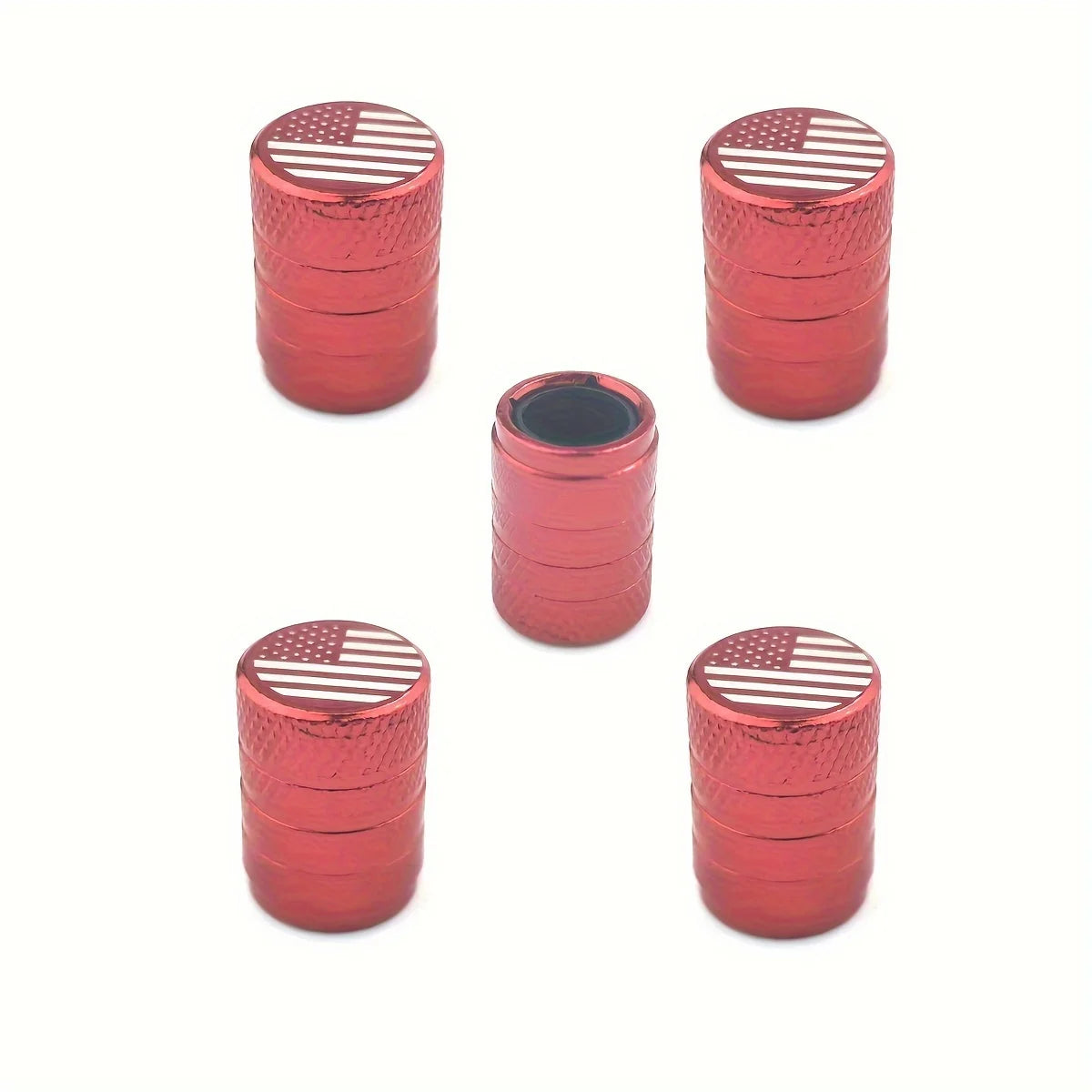 American Flag Tire Valve Stem Caps 5-Pack – Metal Peaceful Pleasures Health and Wellness Red