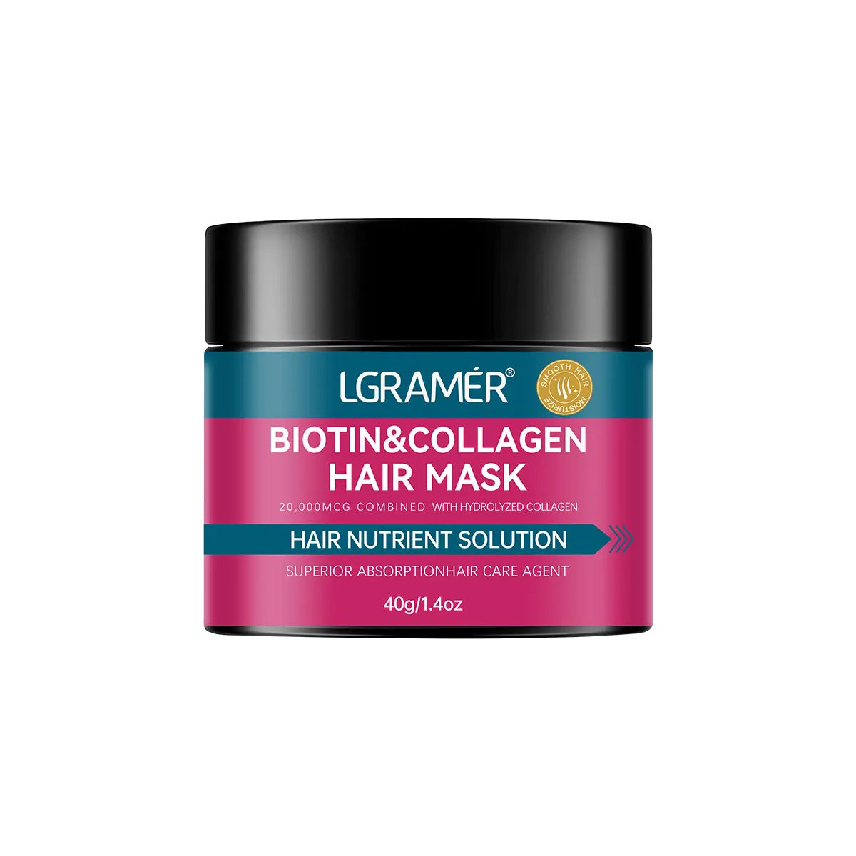 Biotin Collagen Hair Mask Repairs Dry Frizz Softens Hair Prevents Breakage Split Ends Nourishes White Horn Egg Scalp Care Peaceful Pleasures Health and Wellness 40g