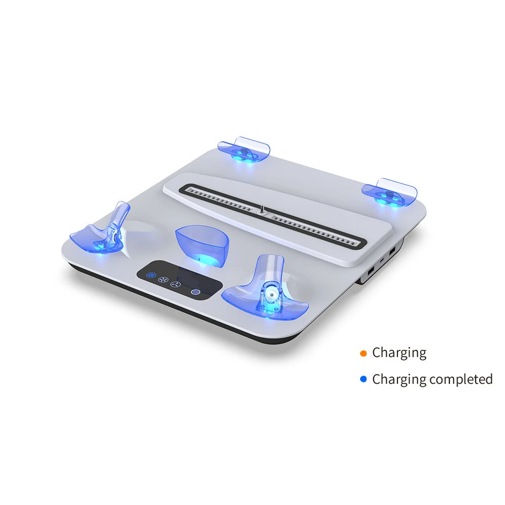 Multi-Function Cooling Base For PS5 Slim Console Multi-Functional Cooling Dock For Sony VR2 Grip Charger + Headset Hanger Peaceful Pleasures Health and Wellness