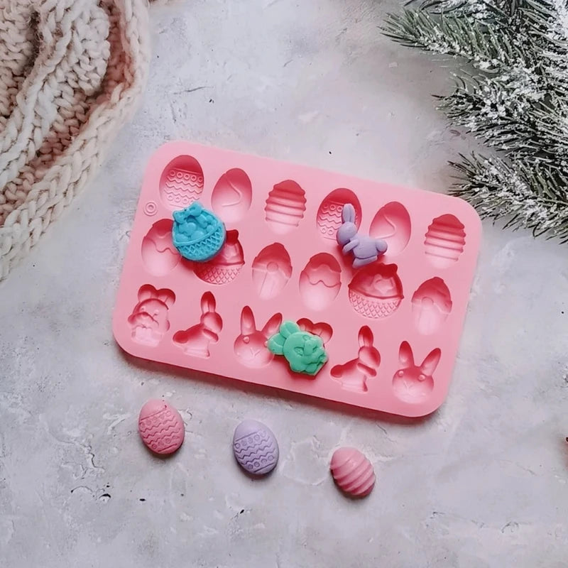 DIY Chocolate Mold Candy Ice Mold Silicone Cake Chocolate Biscuit Baking Mold Rabbit Shaped Festival Decoration Peaceful Pleasures Health and Wellness