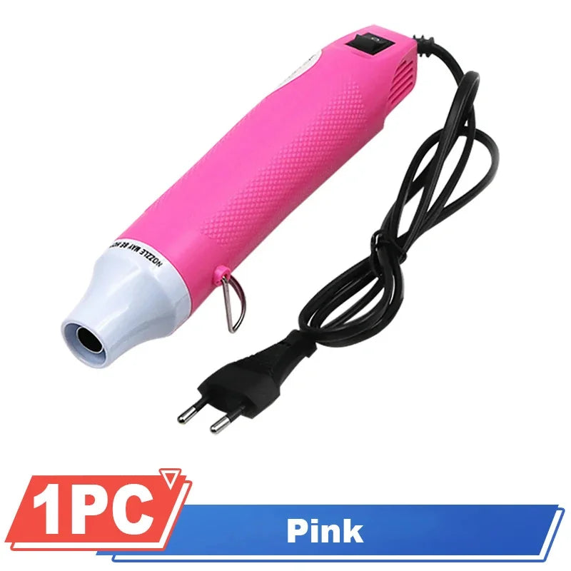 220V Hot Air Gun Soldering Temperature Blower Gun Electric Power Hot Dryer DIY Crafts Mini Heat Gun For Shrink Tubing Car Wrap Peaceful Pleasures Health and Wellness Pink