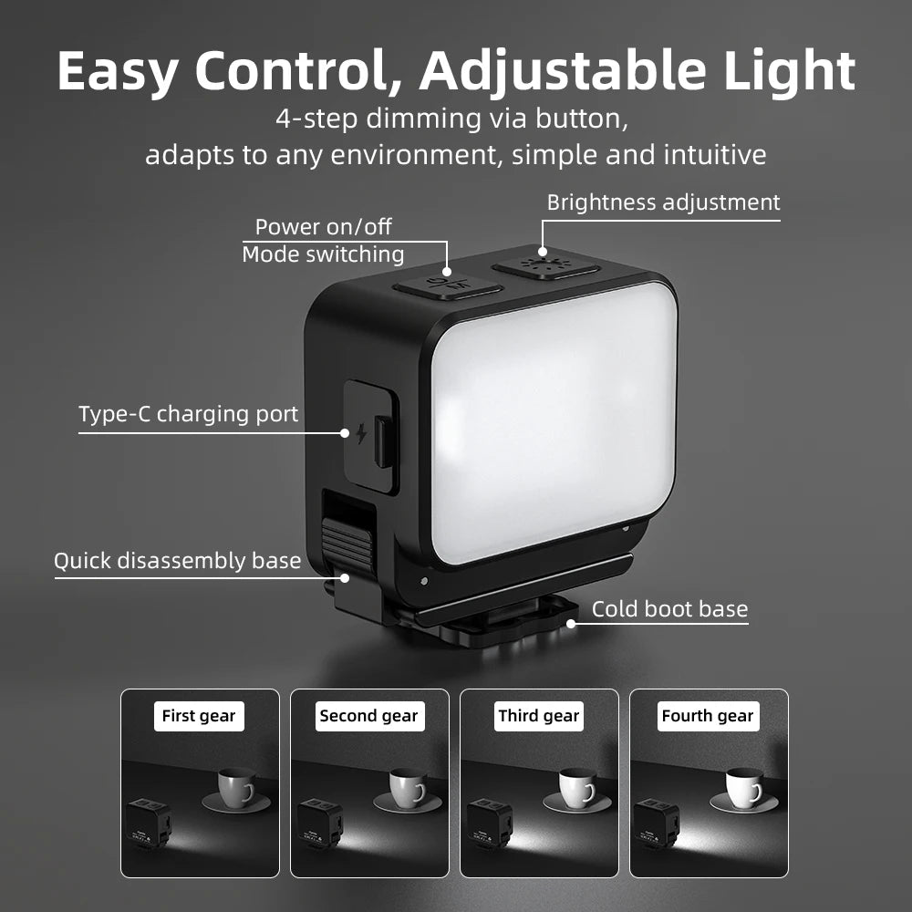 4-Level Adjustable Light Smooth 4-Step Dimming For DJI OSMO ACTION 6 Fill Light Selfie Lighting Photography Accessory Peaceful Pleasures Health and Wellness