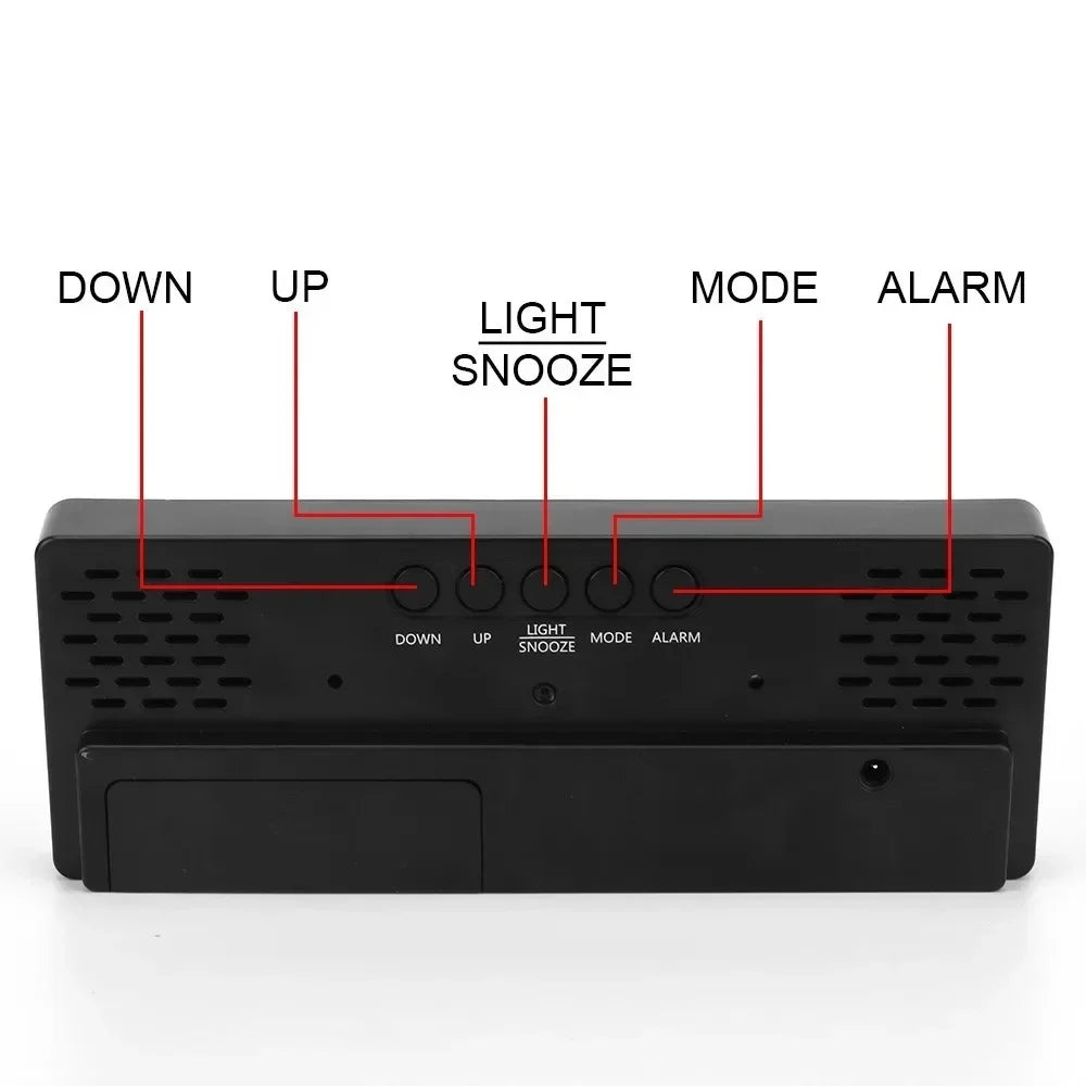 Digital Mirror Alarm Clock with LED Display & Thermometer