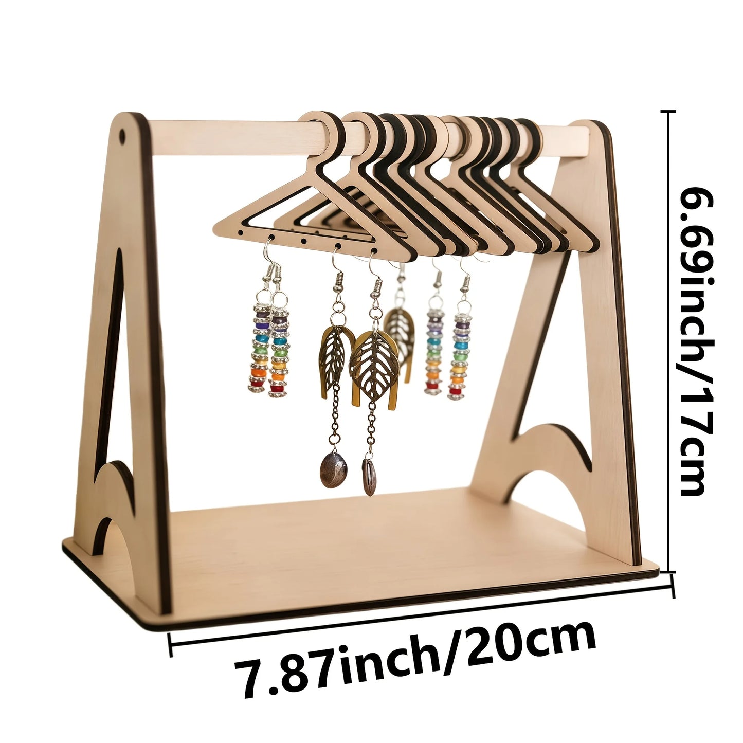 Rustic Wood Jewelry Organizer Stand – Earrings, Necklace & Ring