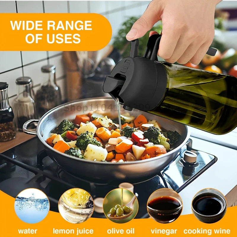 2-in-1 Oil Sprayer & Dispenser Bottle 470ml | Air Fryer & BBQ