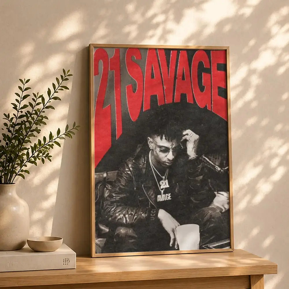 21 Savage HD Rapper Poster | Self-Adhesive Waterproof Wall Art Rapper Wall Poster Peaceful Pleasures Health and Wellness