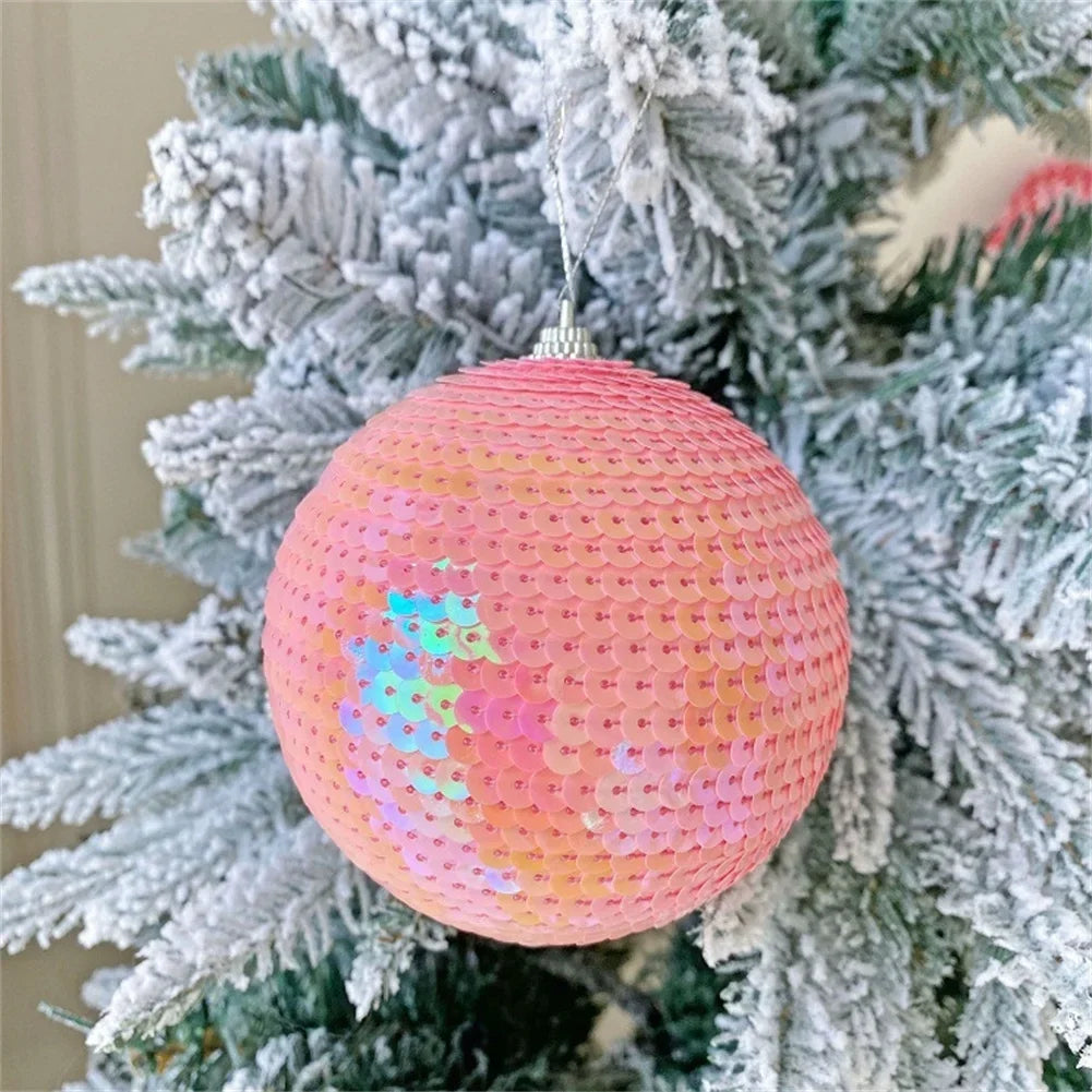 Elegant Pink Foam Christmas Ball Ornament – 10cm Holiday Decor