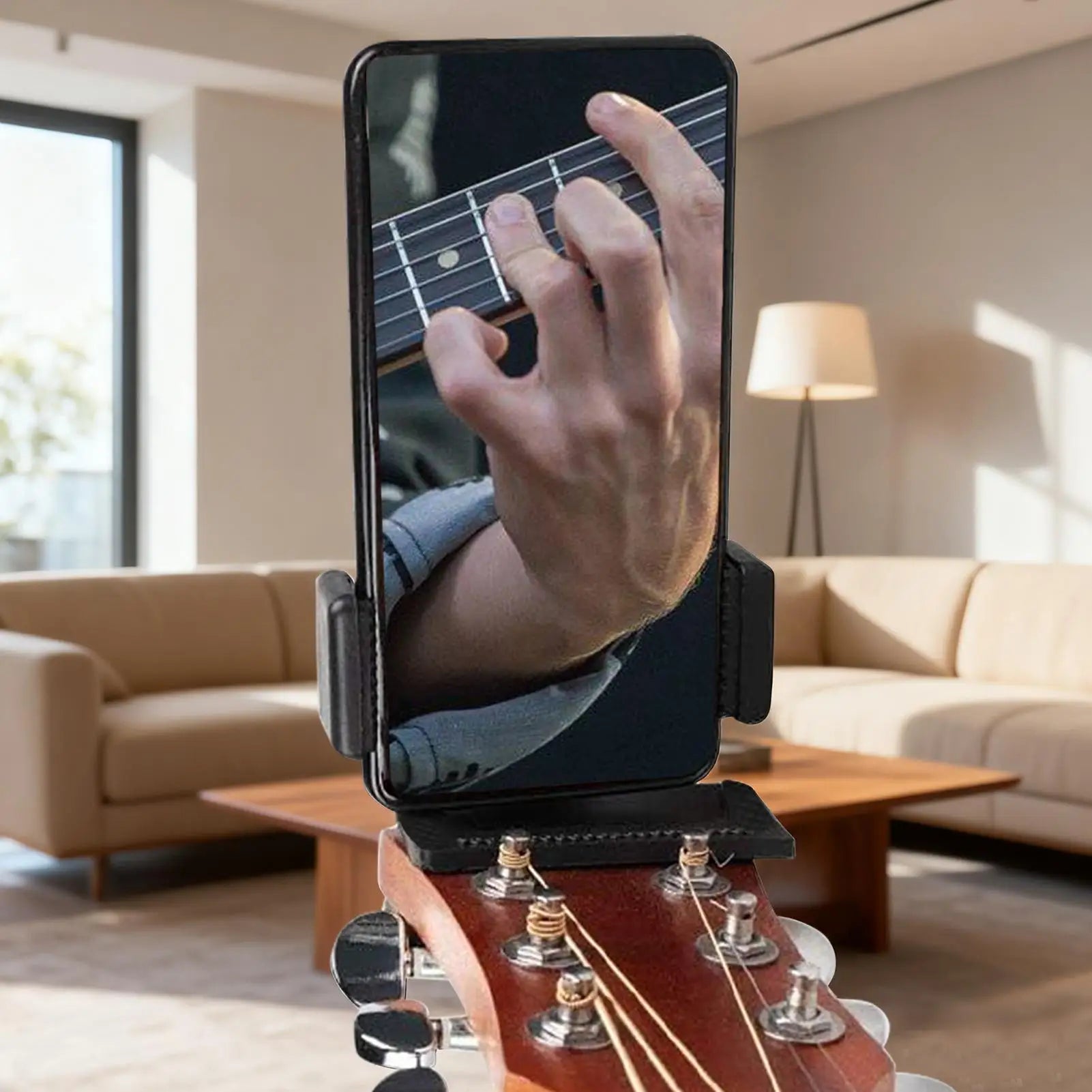 Rotatable Guitar Phone Holder Bass Mobile Stand Portable Cellphone Holder Practice for Video Tutorials Live Streaming Recording Peaceful Pleasures Health and Wellness