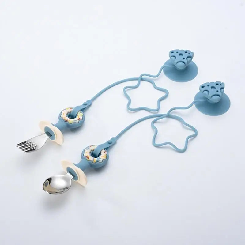 Infant Training Spoon & Fork Set | BPA-Free Silicone Suction