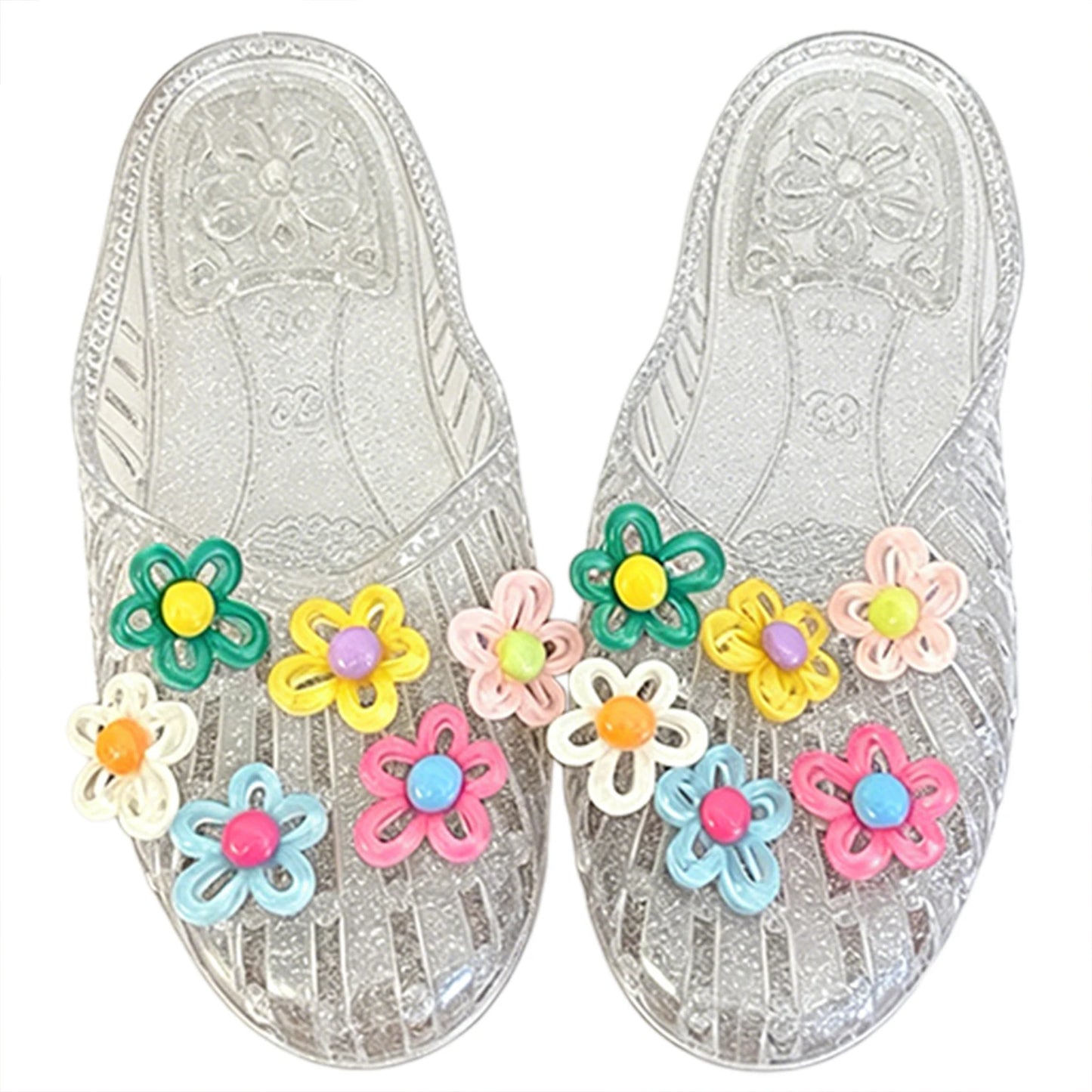 Transparent Flat Bottomed Hooded Slippers,Anti Slip Hollow Hole Shoes,Crystal Half Slippers,For Beach Fun/Daily Casual Walking Peaceful Pleasures Health and Wellness White 37