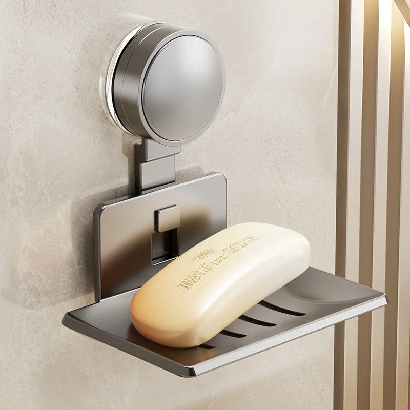 Drill-Free Suction Cup Soap Dish & Bathroom Storage Rack
