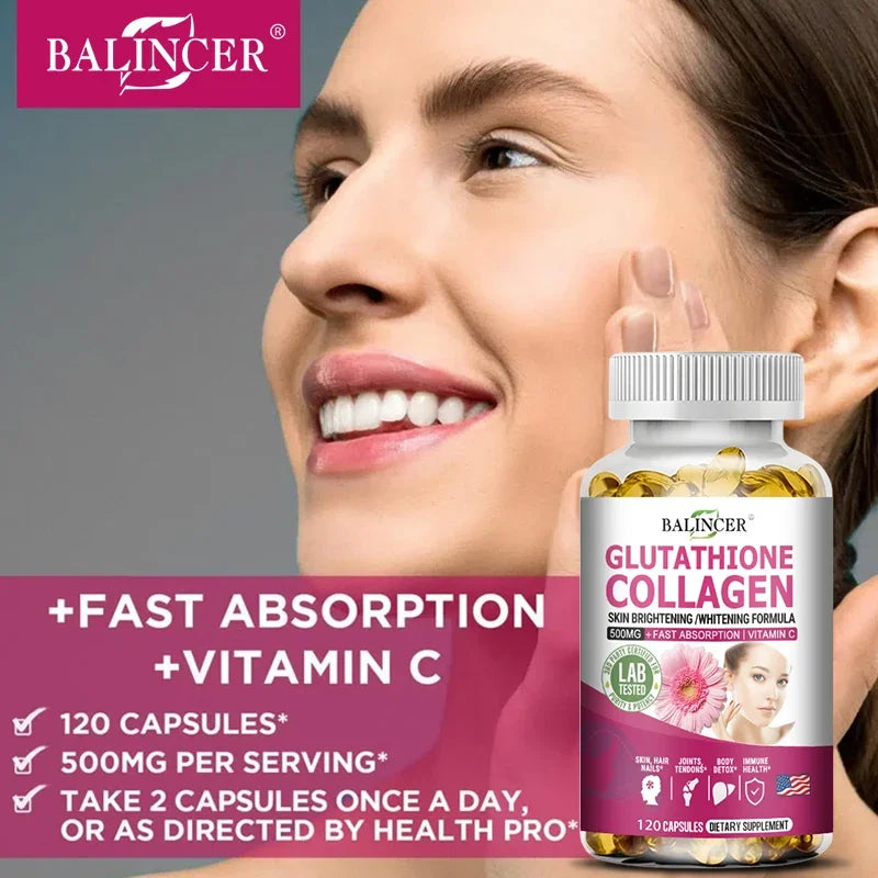 Glutathione Collagen Capsules,Brightening Skin and Anti-aging,Support Hair,Skin and Nail Health,Glutathione Supplement for Women Peaceful Pleasures Health and Wellness