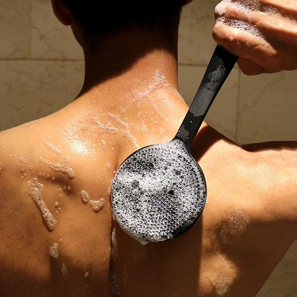 Bath Back Brush with Handle – Exfoliating Shower Sponge Scrubber