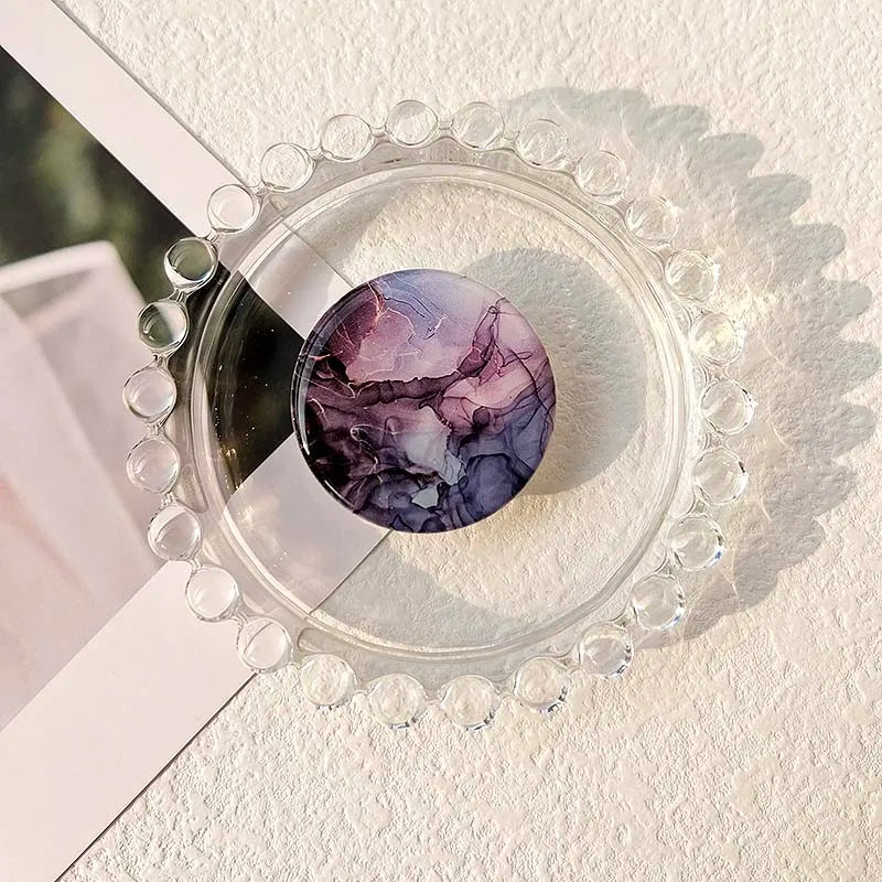 Socket Grip Tok Acrylic Glue Material High Quality Transparent Folding Stand Marble Pattern Phone Holder Foldable phone grip Peaceful Pleasures Health and Wellness P193-12