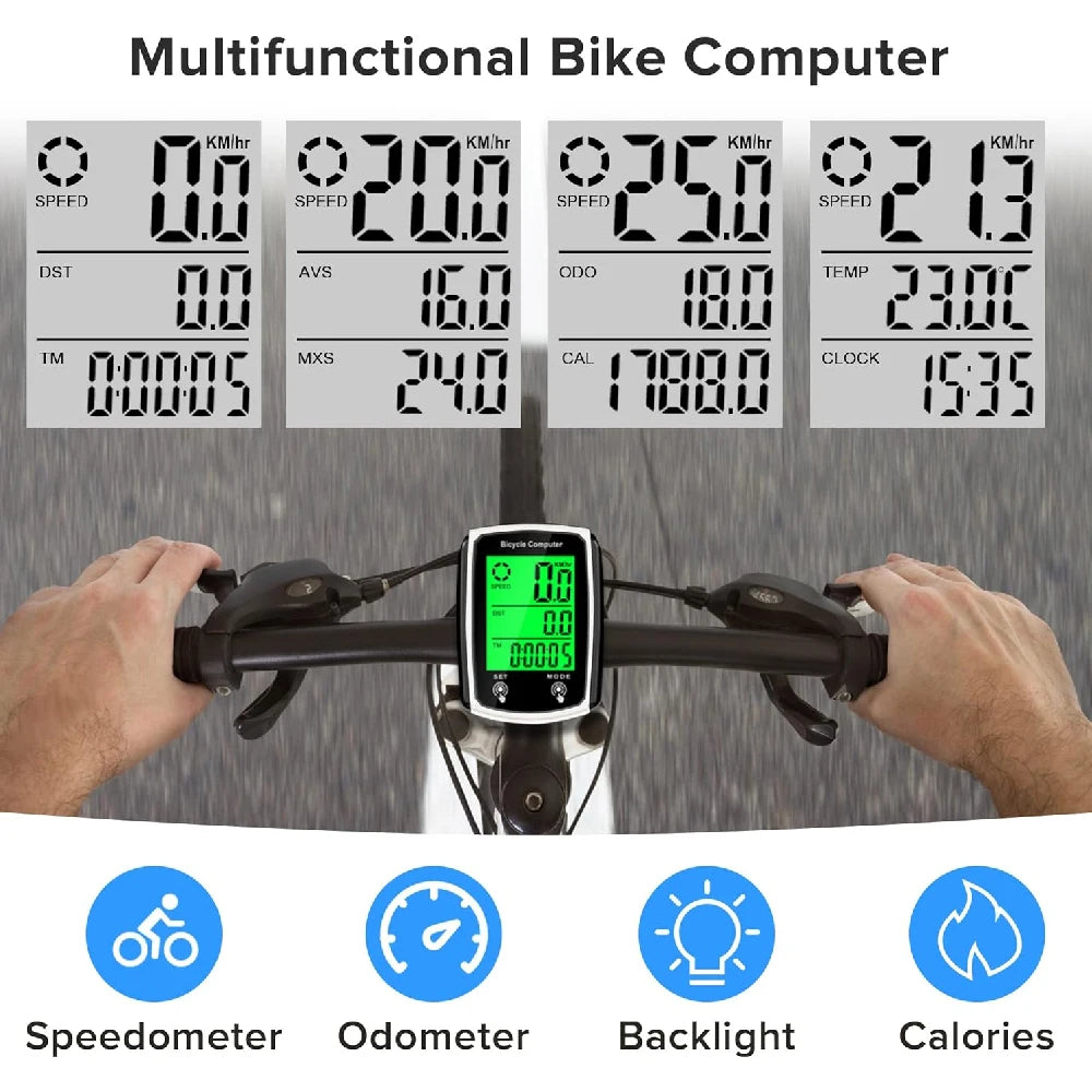 1PCS Bike Computer Wired, Waterproof Bicycle Odometer MPH/KM/H, Touch Sensor Switch Big Digital LCD, Automatic Wake-up for Bike Peaceful Pleasures Health and Wellness