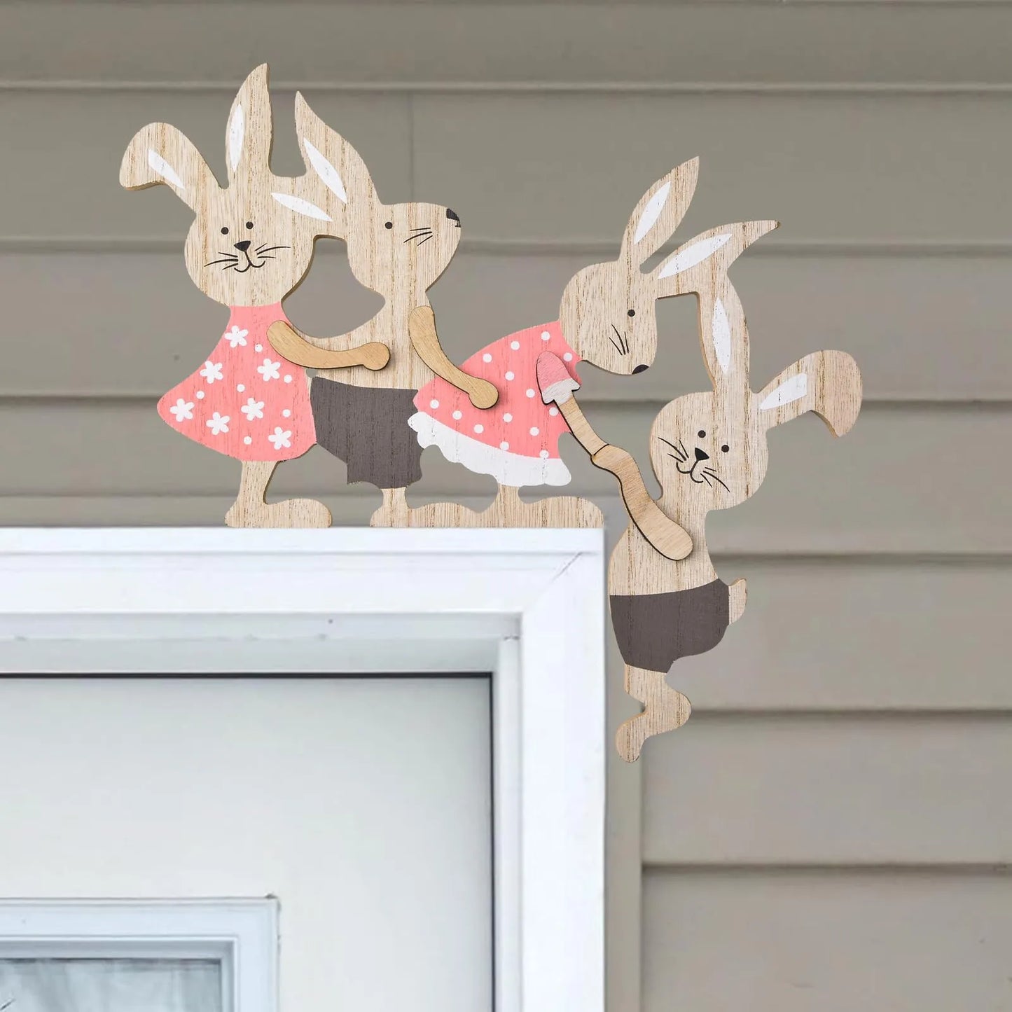Easter Painted Bunny Wooden Seesaw Ornament | Home Décor