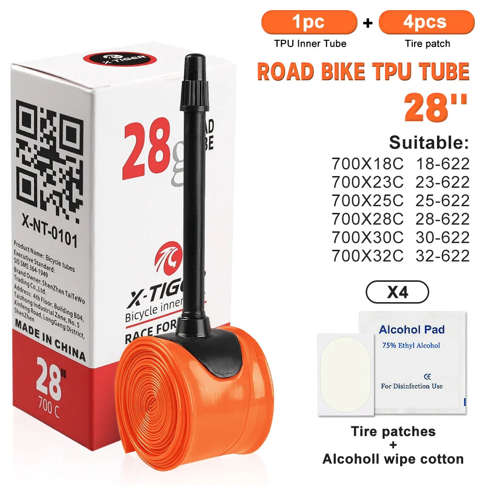 X-TIGER 28g TPU Bike Inner Tube 700C 18-32C French Valve