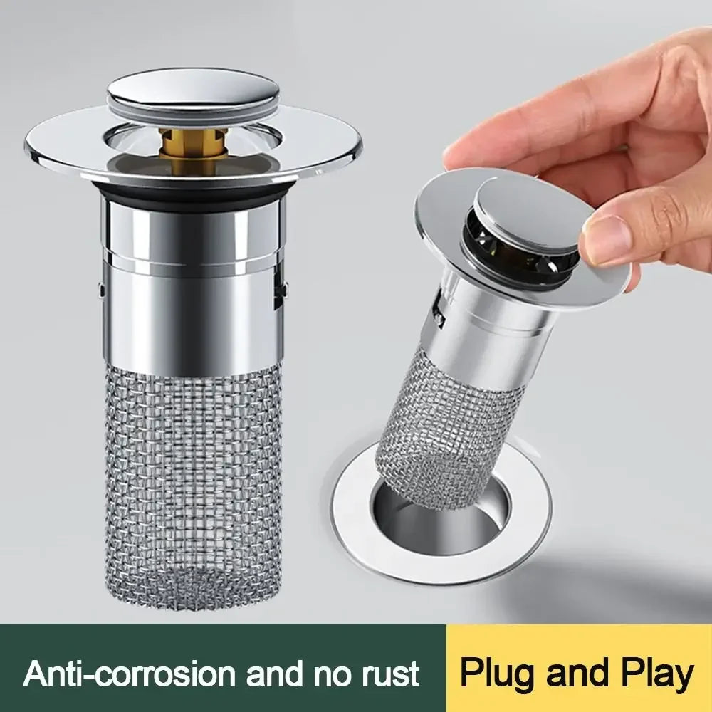 Press-Type Sink Drain Plug – Odor-Proof & Stainless Steel