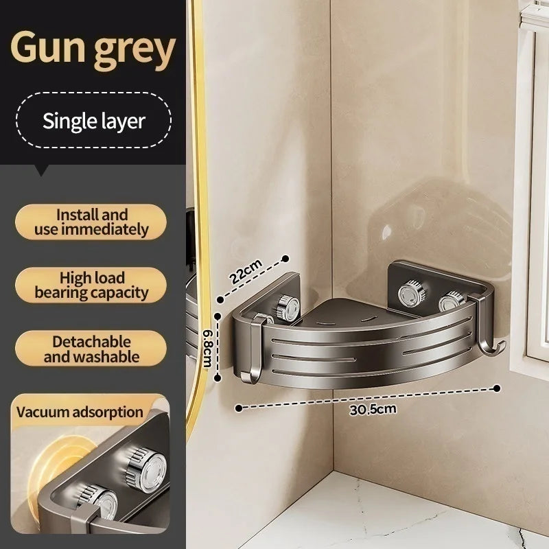 No-Drill Wall Mount Suction Cup Bathroom Shelf | Storage Rack
