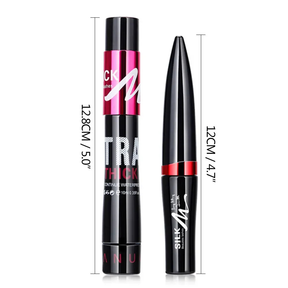 2 in 1 Waterproof Mascara 4d Silk Grafted Fiber Eyelash Lengthening Dense And Long Lasting No Halo Dye Long Beauty Makeup Set Peaceful Pleasures Health and Wellness