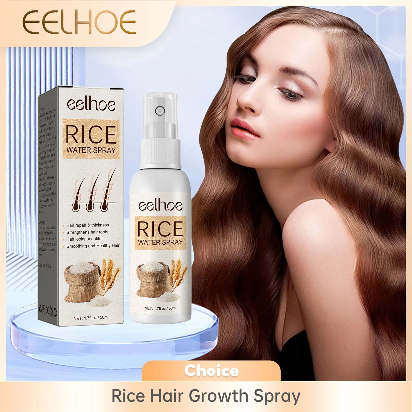 EELHOE Rice Water Hair Growth Spray – Repair & Nourish 50ml