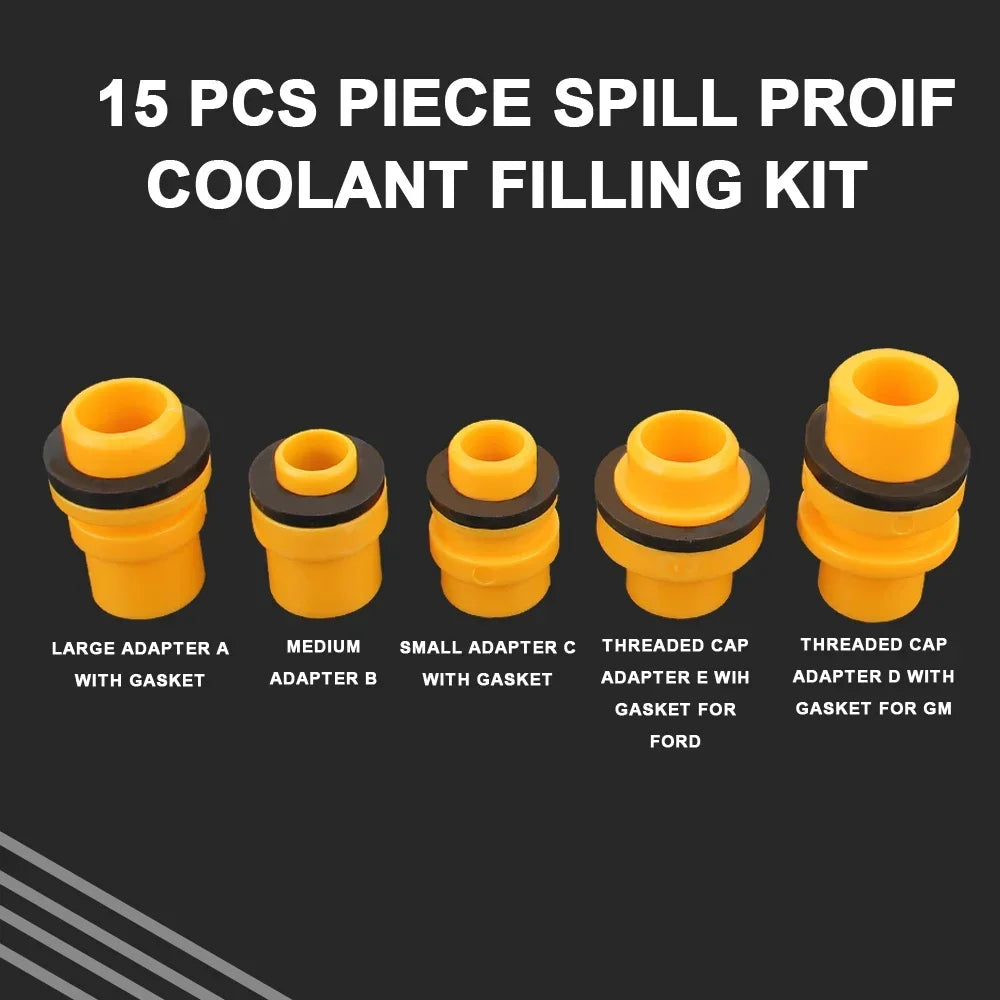 Pour Oil Tool 15Pcs/Set Spill Proof Coolant Filling Kit Car Accessories Plastic Filling Funnel Spout Fit Universal Vehicles Peaceful Pleasures Health and Wellness