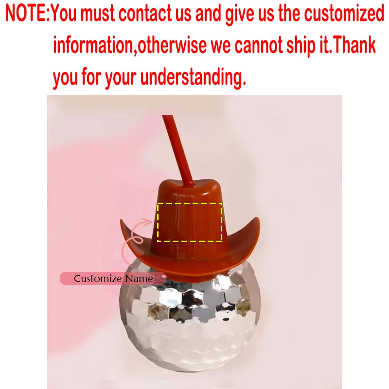 Personalized Disco Ball Cowboy Hat Cup 20oz | Bachelorette Party