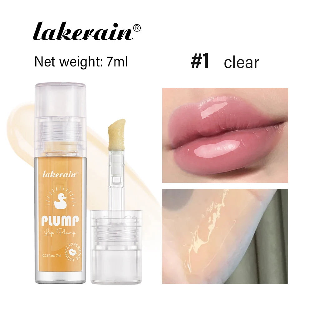 Lakerain Lip Glaze Brightening Lip Color Long-lasting Moisturizing Ginger Root Extract Lip Glaze Texture Hot Plump Lip Gloss Peaceful Pleasures Health and Wellness Clear