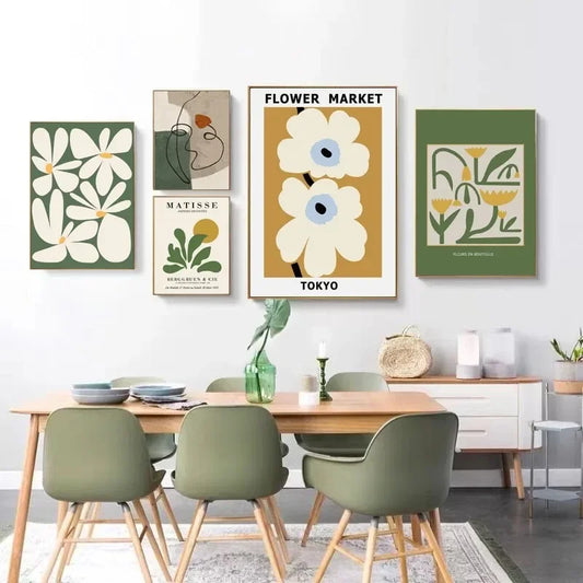 Retro Green Plant Flower Aesthetic Canvas Painting Posters and Prints Wall Picture For Living Room Decoration Peaceful Pleasures Health and Wellness