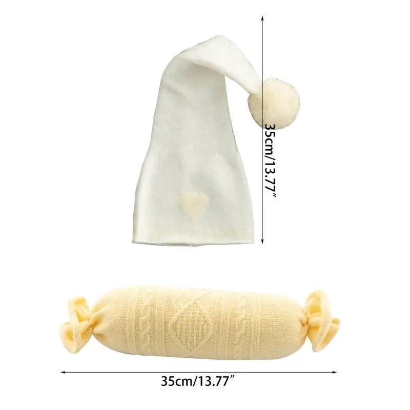 Newborn Baby Photo Props – Beanie Hat & Posing Pillow (0–6M)