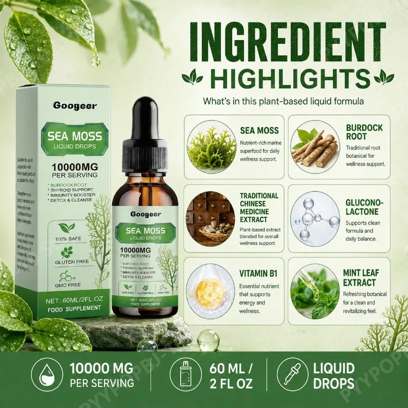 Sea Moss Liquid Drops Burdock Root & Vitamin B1 – 60ml