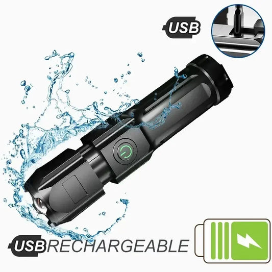 Rechargeable LED Tactical Flashlight – Zoomable & Waterproof Tactical Flashlight Oasis Select
