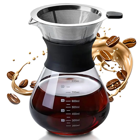 Pour Over Coffee Brewer with Stainless Steel Coffee Filter, Dripper Coffee Maker Pour Over with Thermal Insulating Peaceful Pleasures Health and Wellness