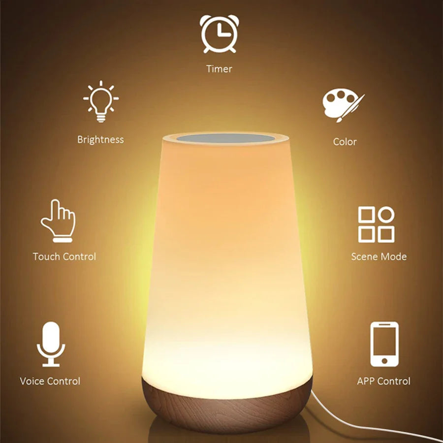 Tuya Smart WiFi RGB LED Table Lamp – Touch Dimming Night Light