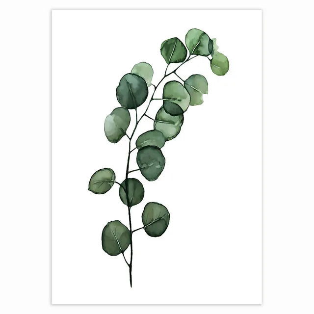 Tropical Nordic Green Leaves Canvas Wall Art | Botanical Print