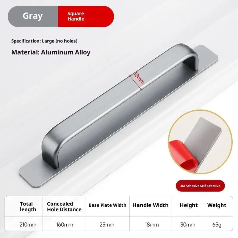 Aluminum Alloy Drill-free Handle Glass Sliding Door Window Drawer Wardrobe Push-pull Bathroom Sticker Door Handles Peaceful Pleasures Health and Wellness A18