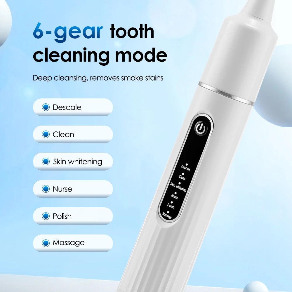 Electric Teeth Cleaner Remove Tartar Plaque Calculus and Tooth Stains Dental Teeth Whitening Kits With 6 Toothbrush Heads Home Peaceful Pleasures Health and Wellness